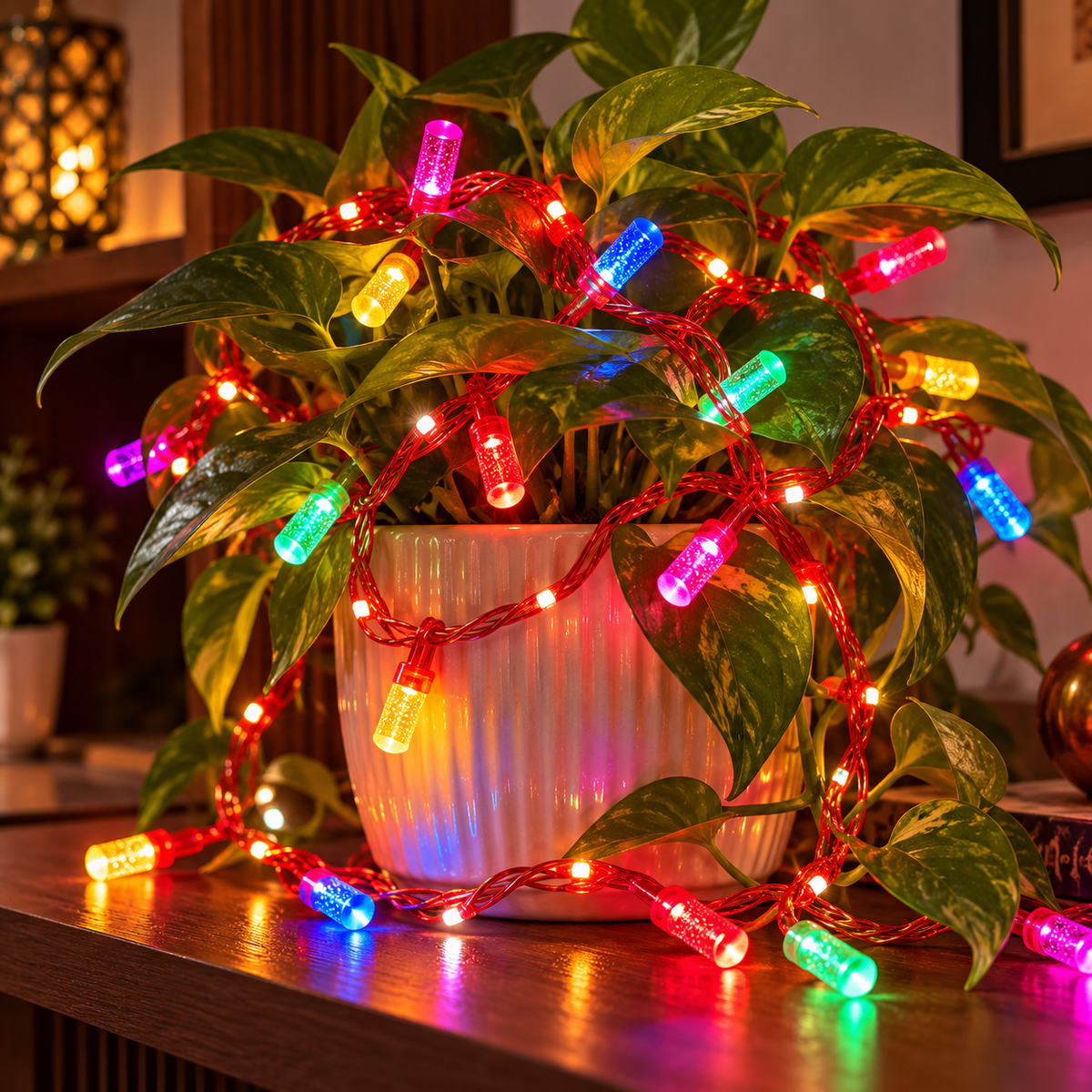 Premium Dual Glow LED String Lights – Multicolor & White LEDs with Luxurious Red Gel Wire