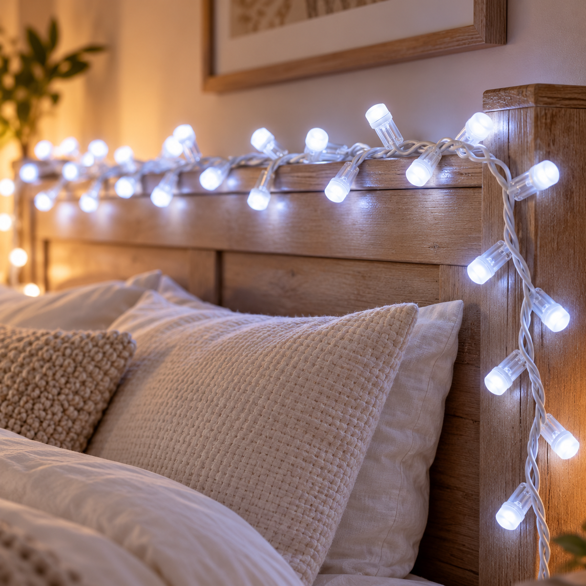 Cool White LED String Lights – Decorative Fairy Lights with White Wire