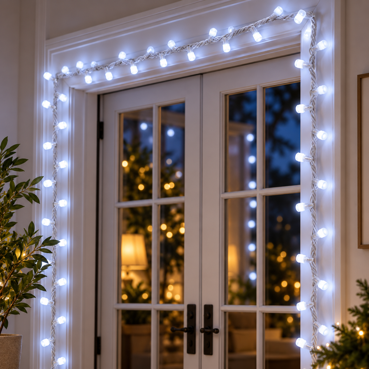 Cool White LED String Lights – Decorative Fairy Lights with White Wire