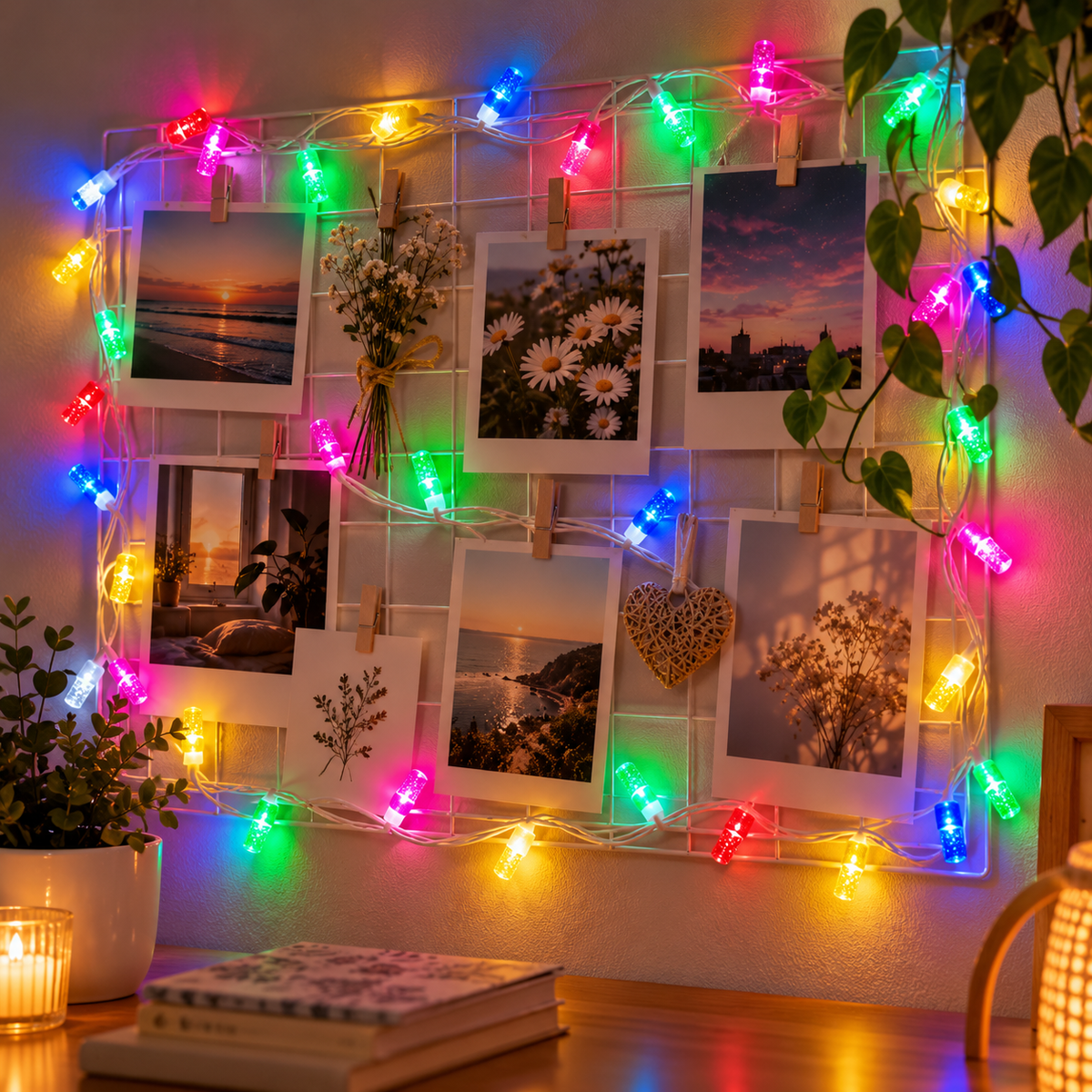 Multicolor LED String Lights – 8 Modes Decorative Fairy Lights with White Wire