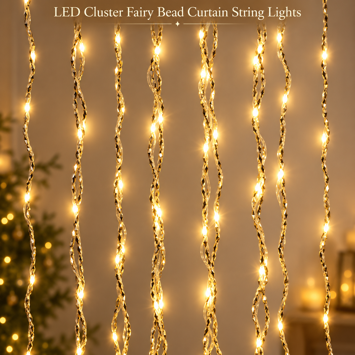 3*9 Warm White LED Cluster Curtain Lights – Decorative Hanging Fairy Lights