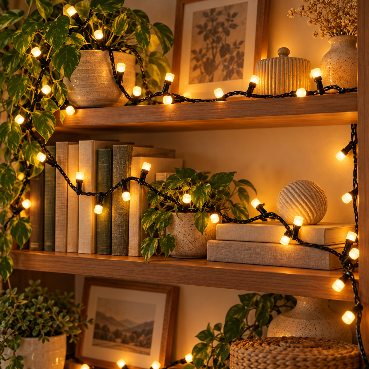 Warm White LED String Lights – Black Wire Decorative Fairy Lights