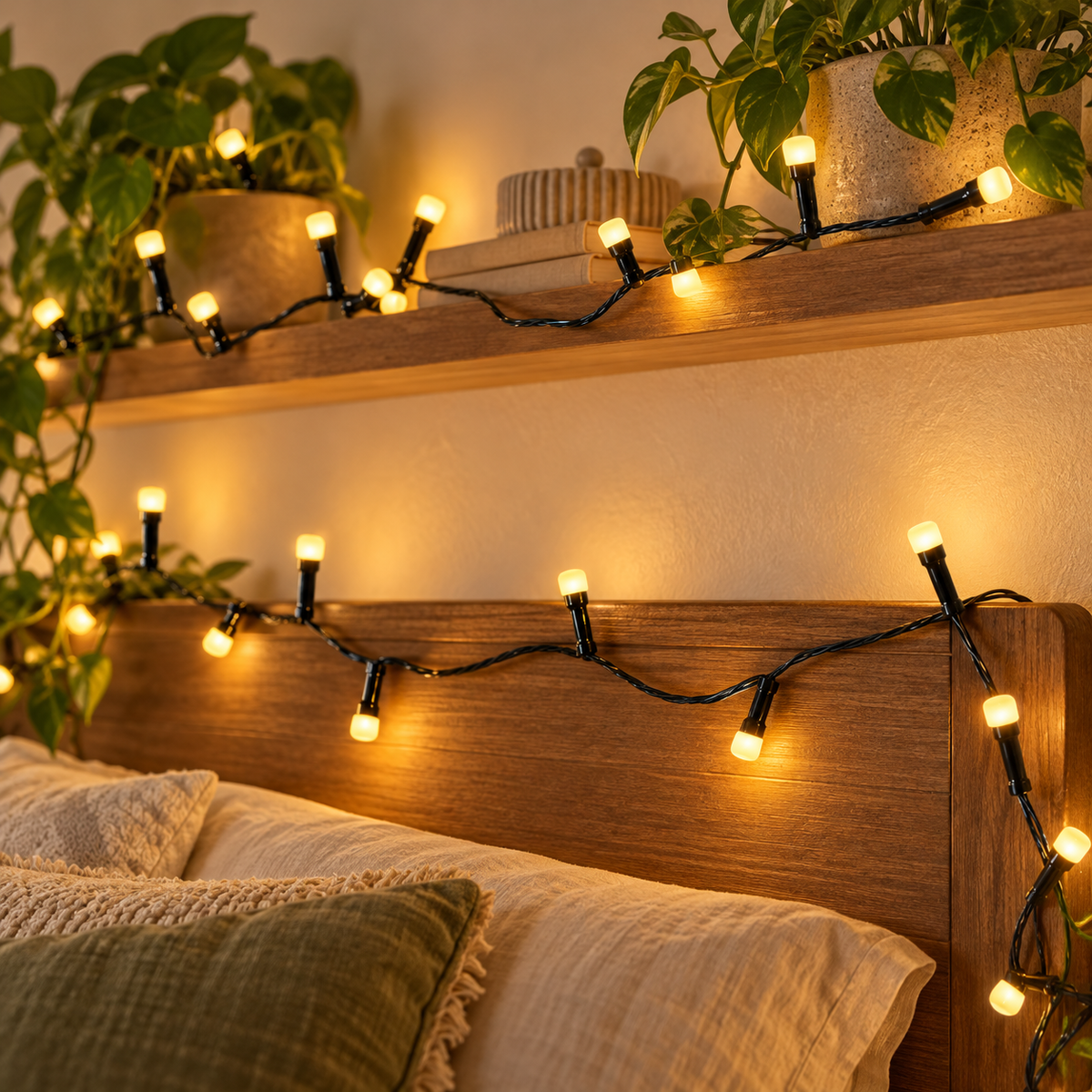 Warm White LED String Lights – Black Wire Decorative Fairy Lights