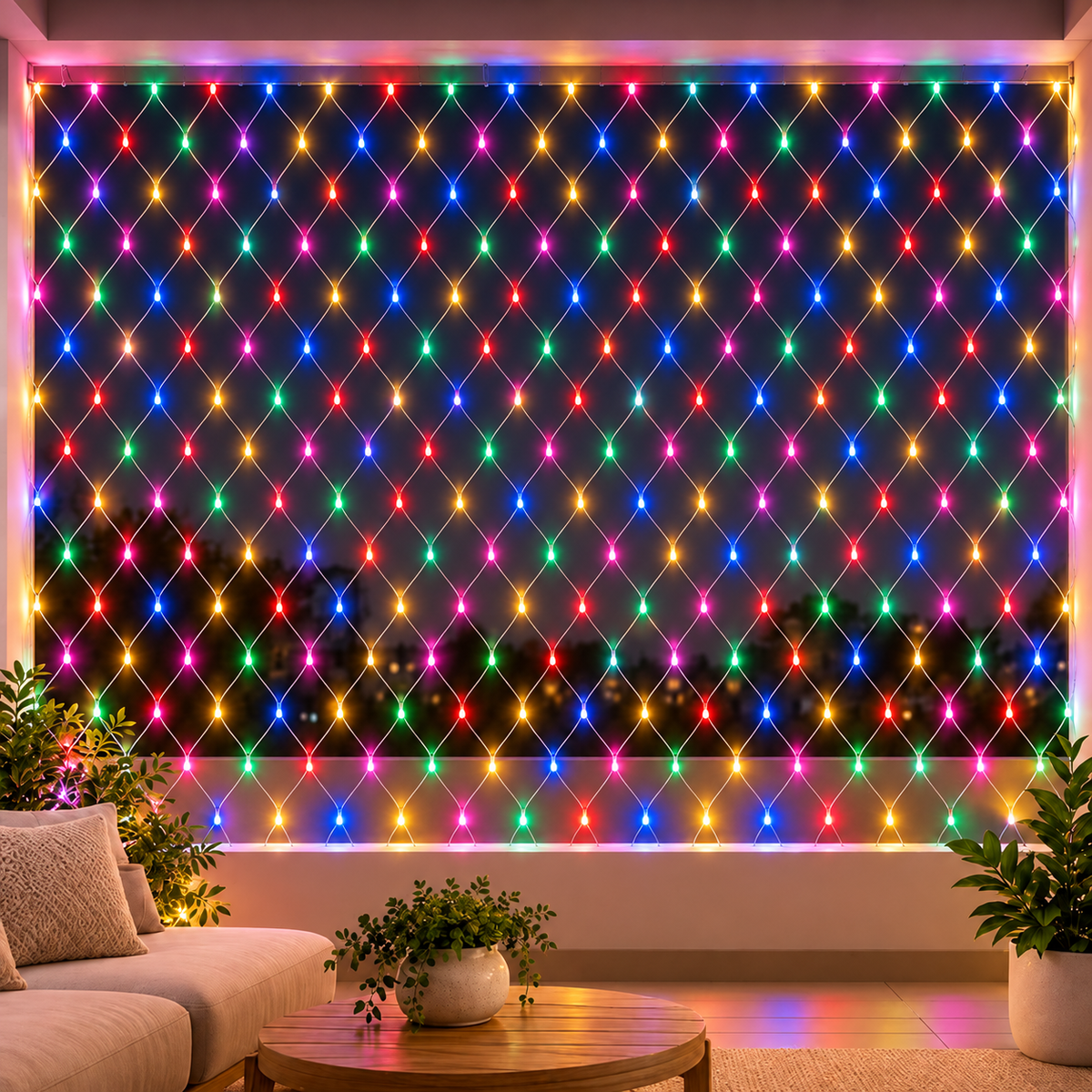 2*2 Multicolor LED Net Fairy Lights – Decorative Mesh String Lights