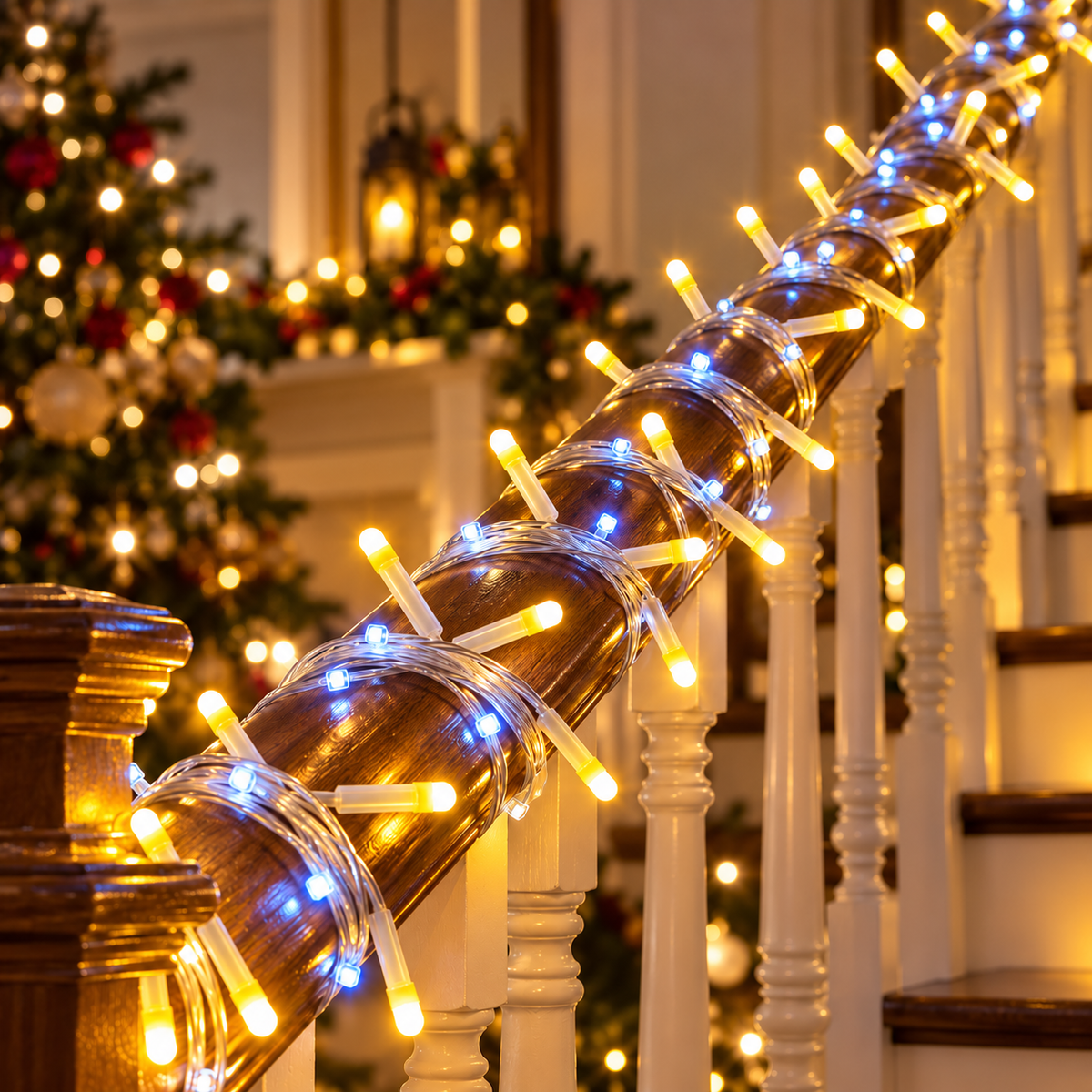 DualGlow 2-in-1 LED String Lights – Warm White Bulbs & Cool White Micro LEDs for Home, Balcony & Festive Decor