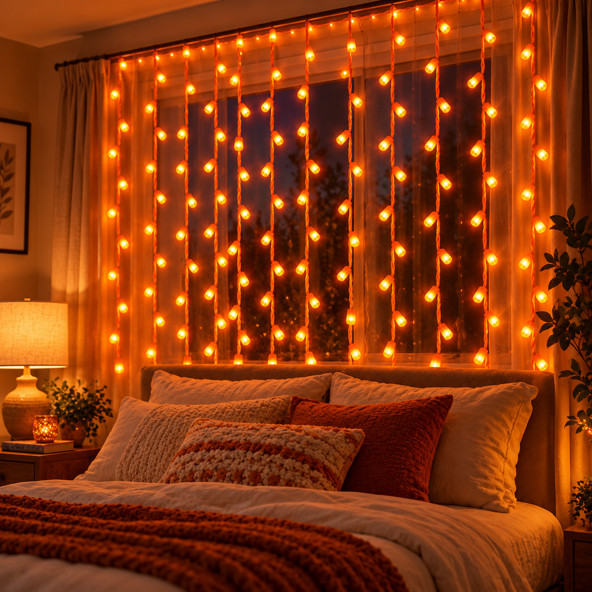 6*10 Orange LED String Lights – Decorative Fairy Lights with Orange Wire