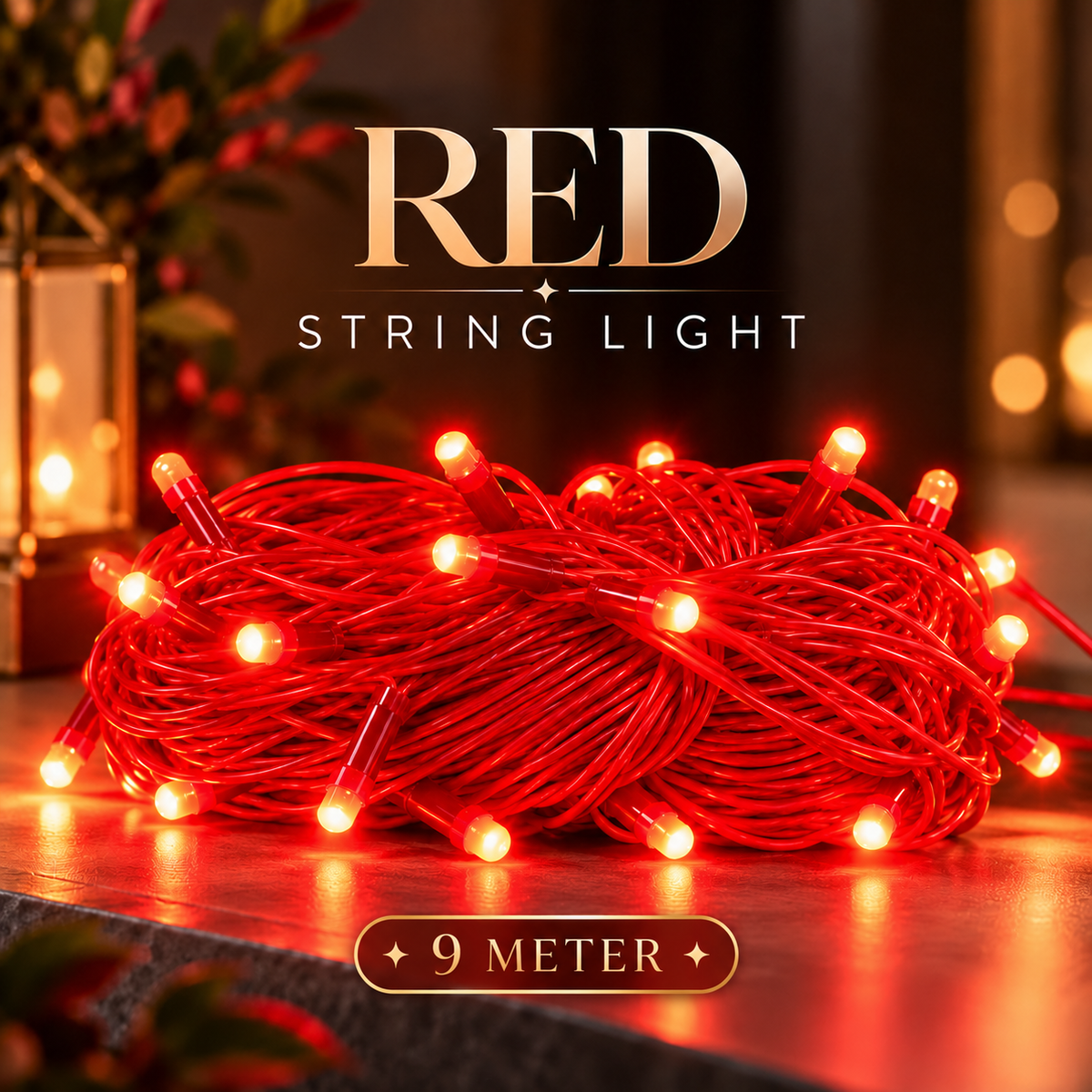 GlowVibe 9 Meter LED String Lights – Vibrant Red, Blue & Pink Decorative Fairy Lights for Home, Balcony, Parties & Festive Decor