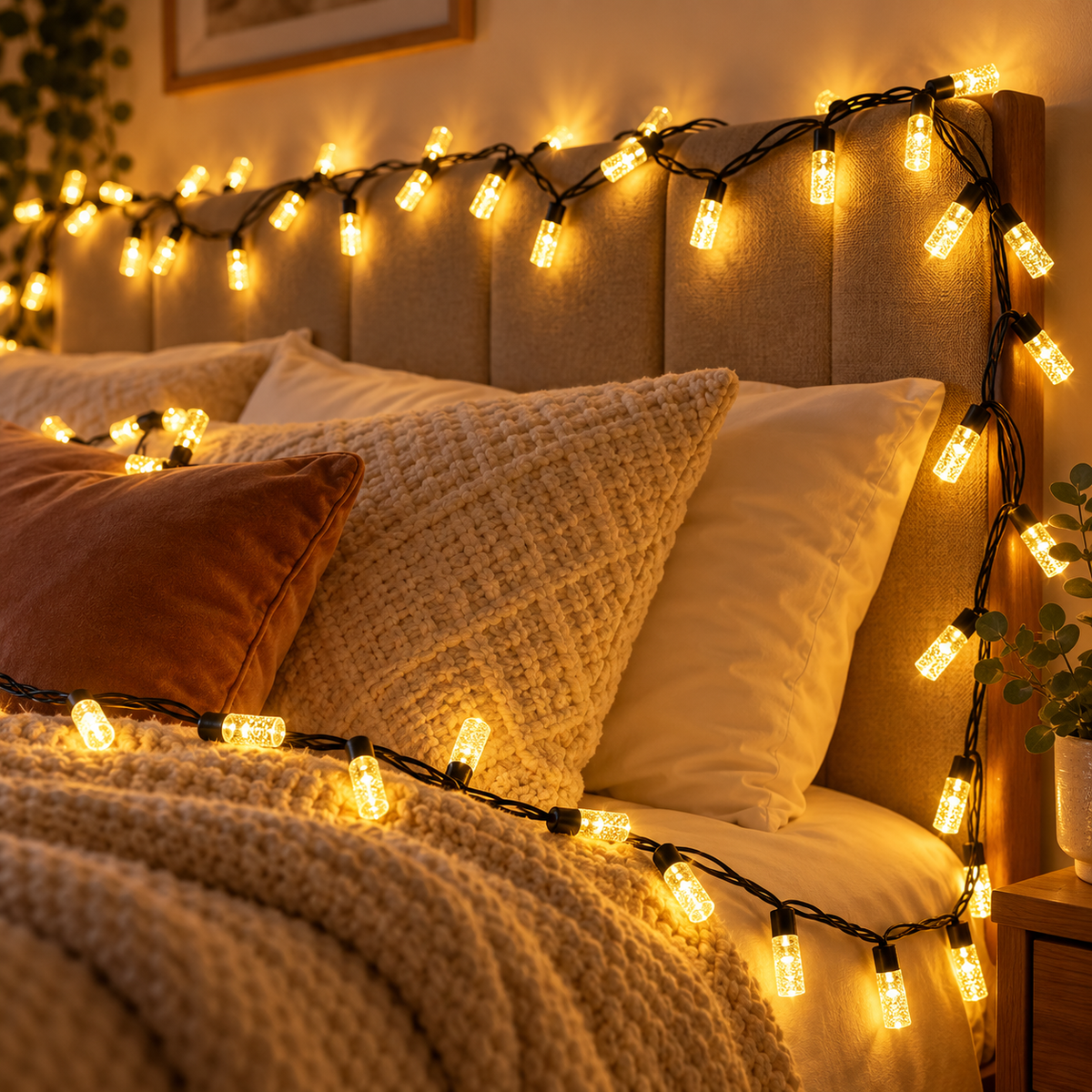 Golden Twinkle Premium LED String Lights – Warm White Decorative Lights for Home & Festive Decor