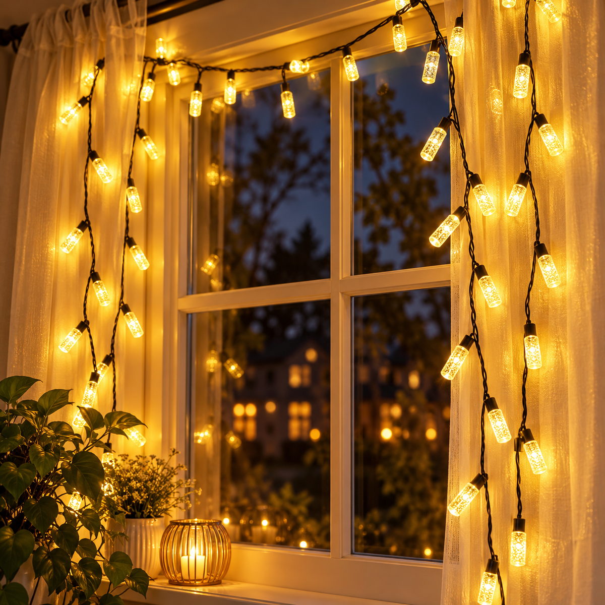 Golden Twinkle Premium LED String Lights – Warm White Decorative Lights for Home & Festive Decor