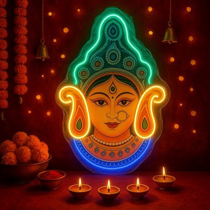 Durga Neon Wall Art Diya Festive LED