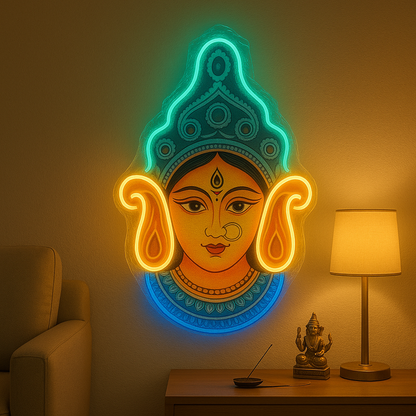 Durga Neon Wall Art Diya Festive LED