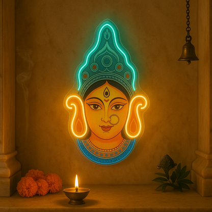 Durga Neon Wall Art Diya Festive LED