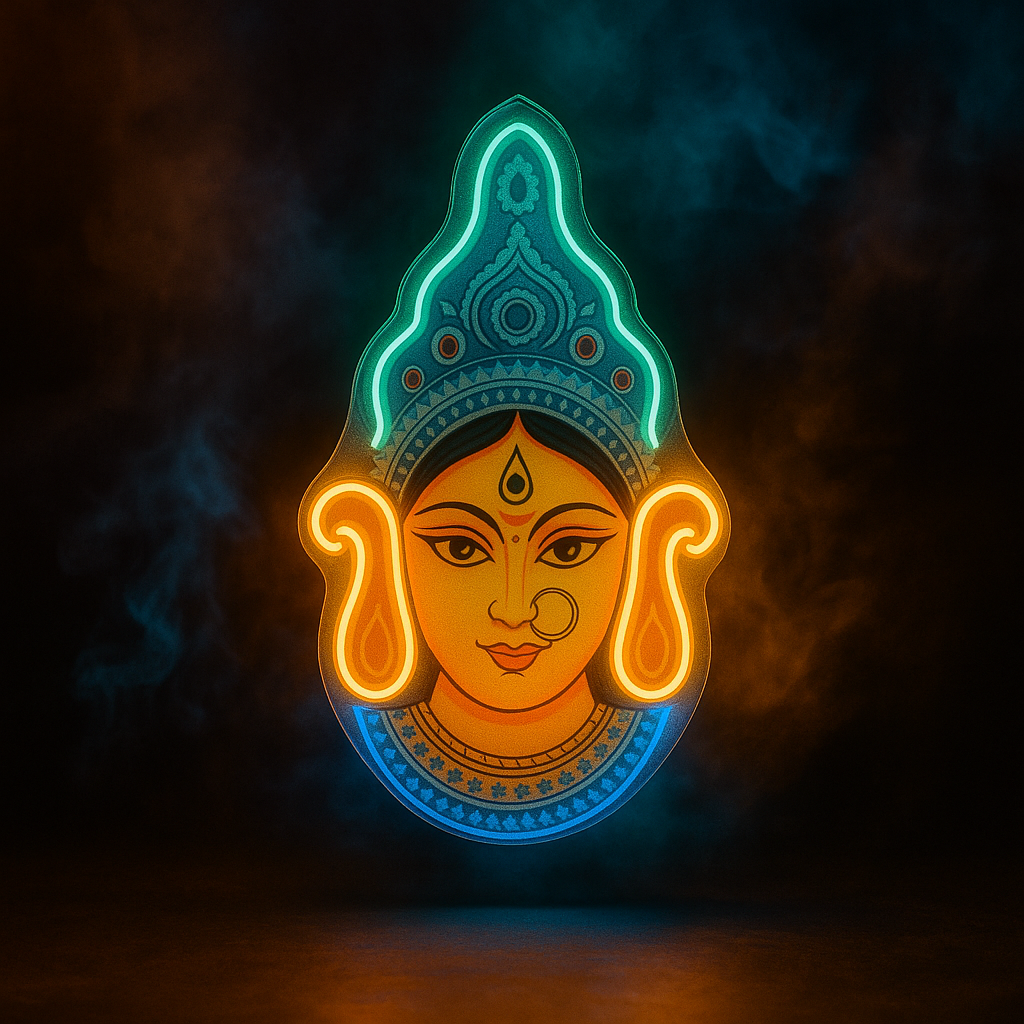 Durga Neon Wall Art Diya Festive LED