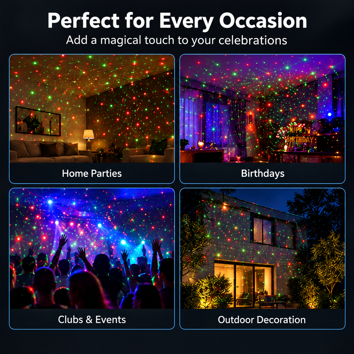 Mini RGB Laser Light with Sound Activated Party Effects & Multiple Patterns
