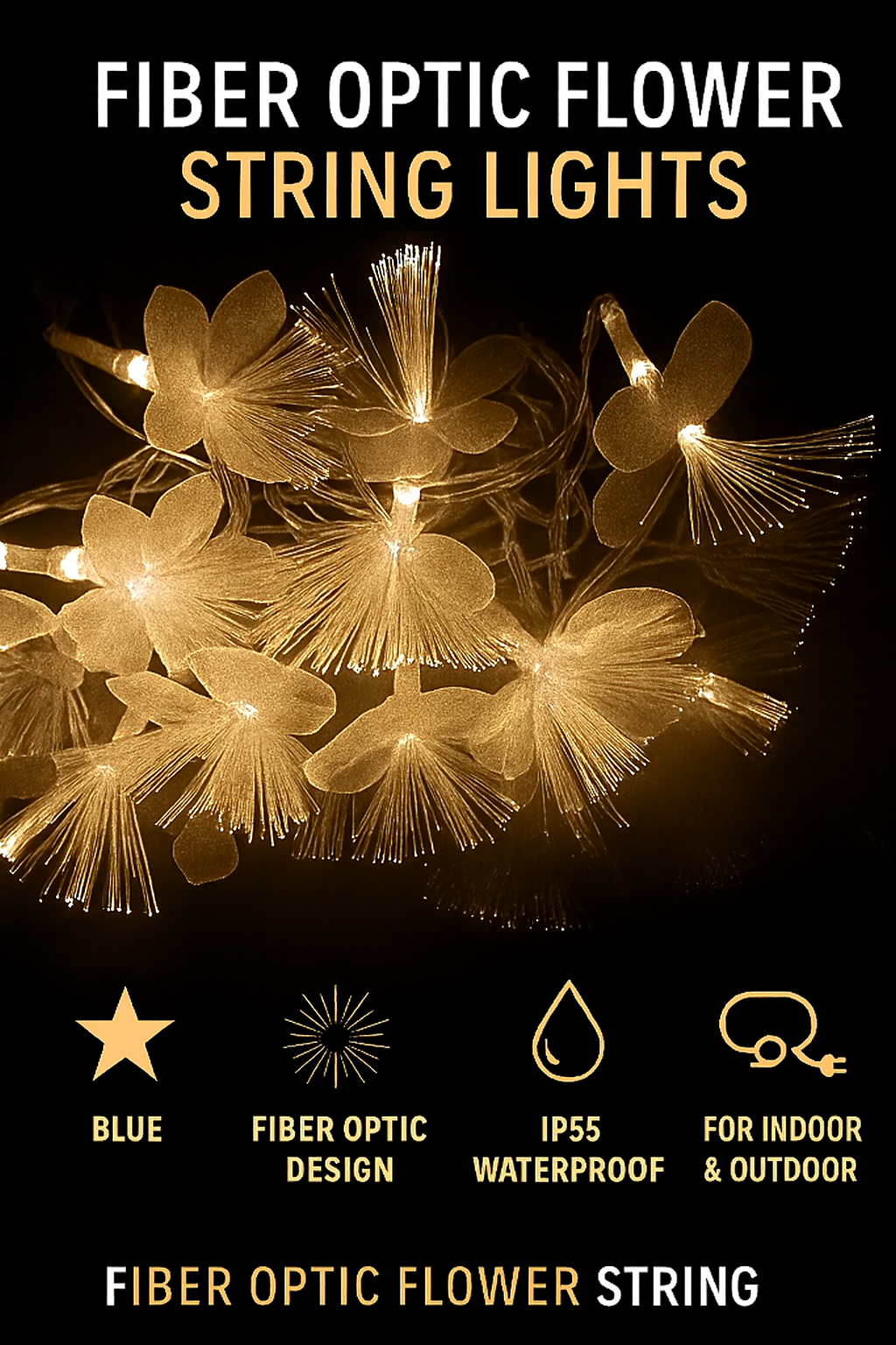 Warm White Fiber Optic Floral Lights