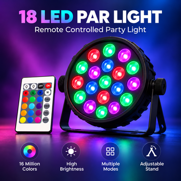 18 LED RGB Multicolor PAR Light with Remote Control