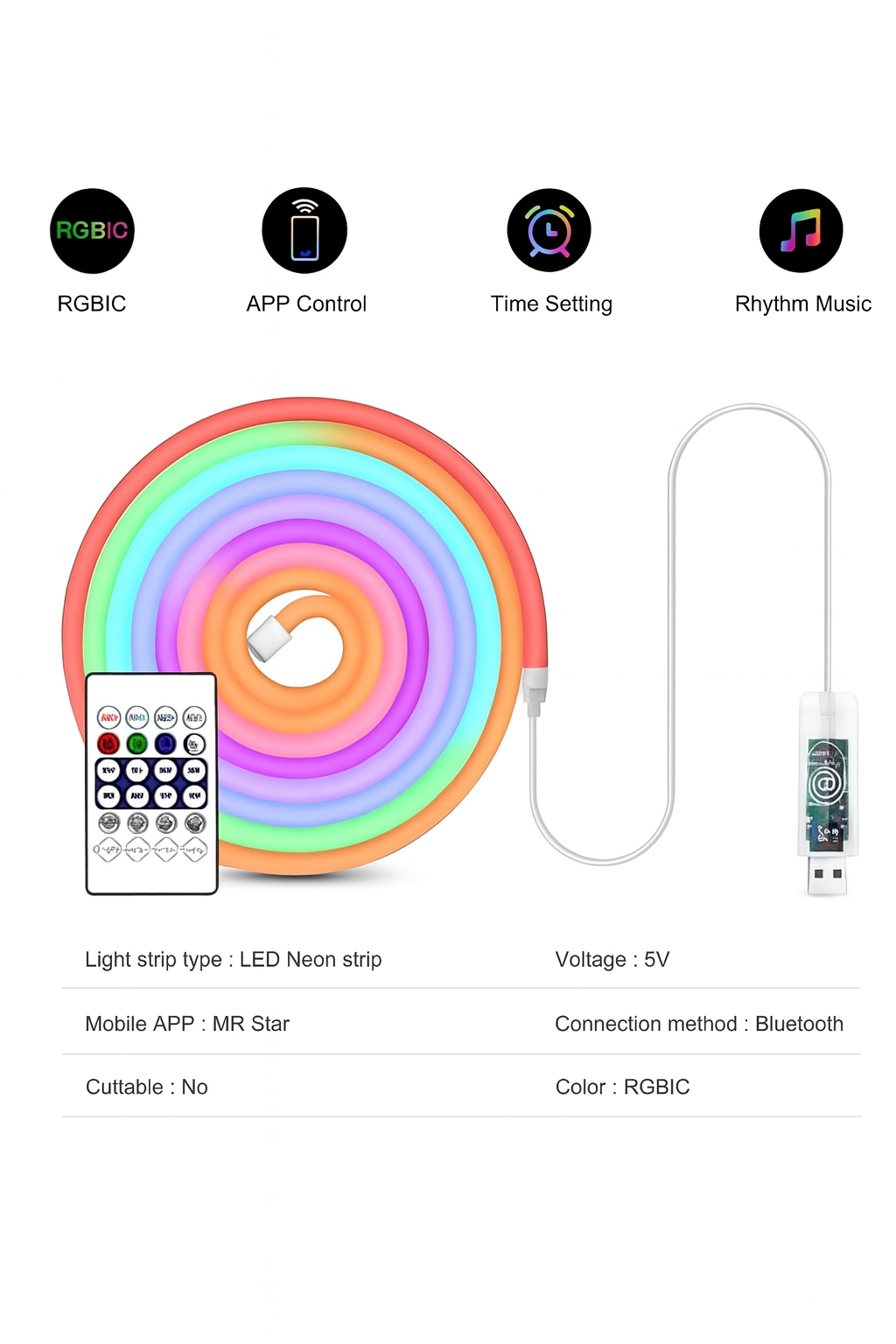 Neon Aura Smart RGBIC Neon Light 5M Dynamic
