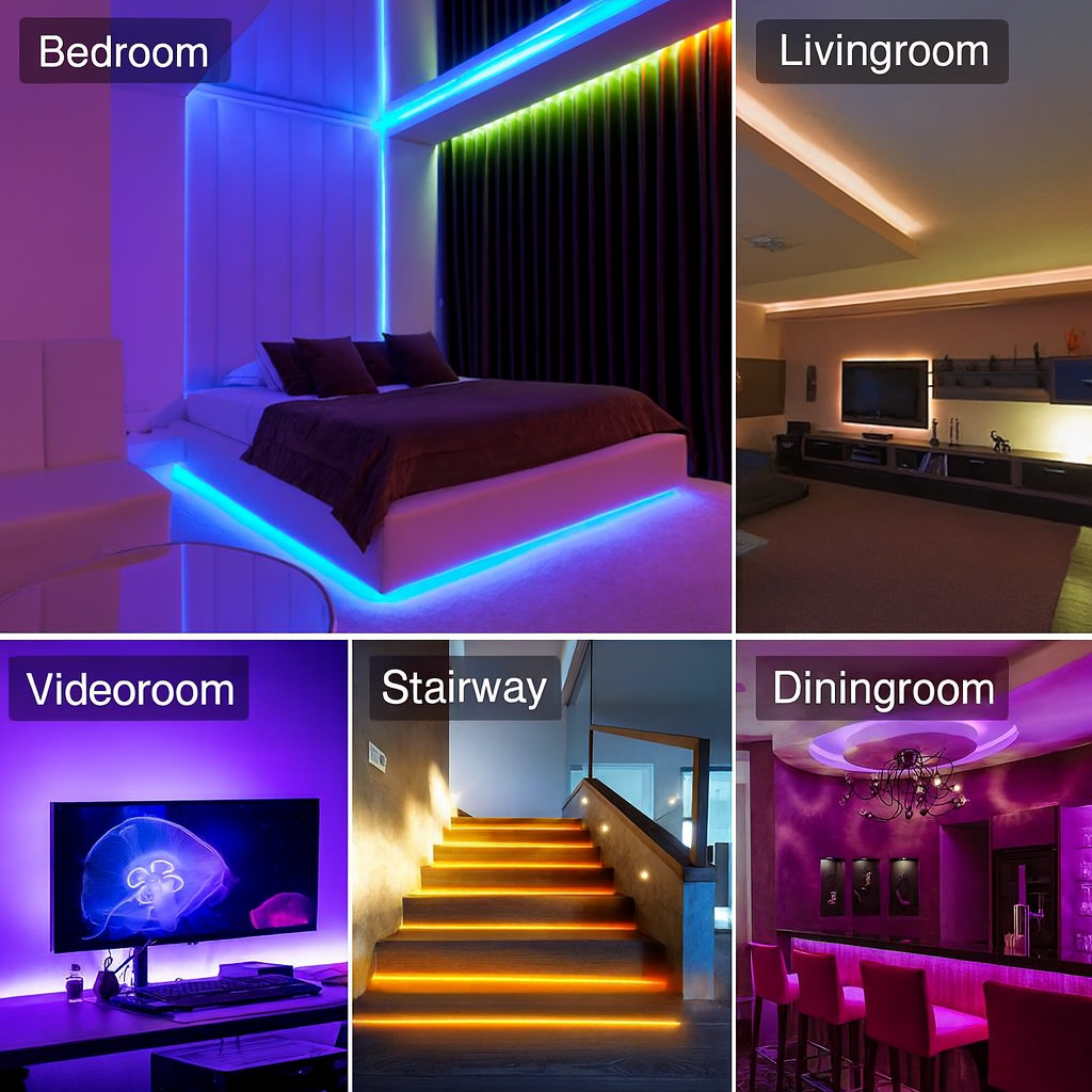 NeonAura™ 5M Smart RGB LED Strip – App + Remote Controlled Dynamic Neon Light RGBIC with 16 Million Colour