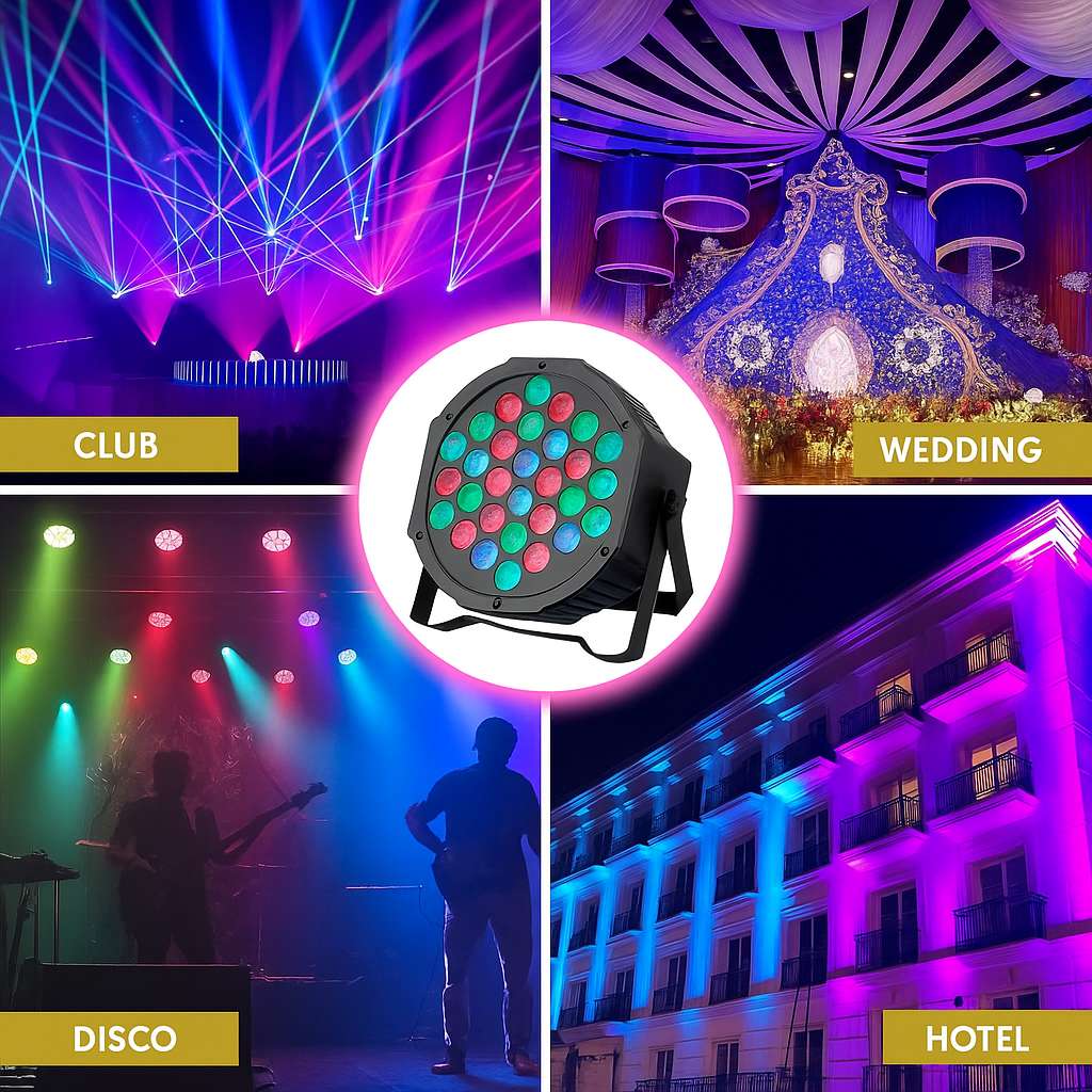 LumoGlow DJ Par 36LED Light Festive RGB