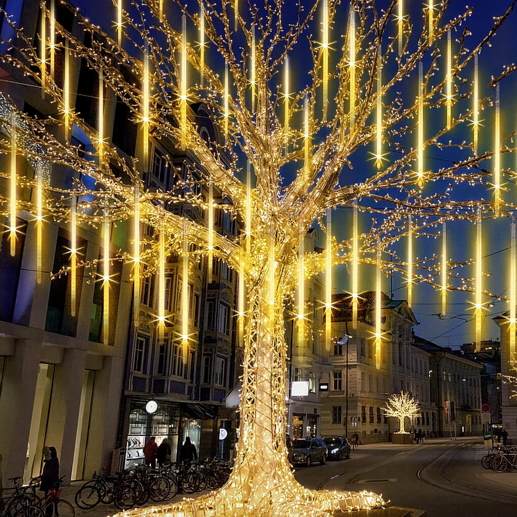 8 Warm Meteor Shower LED Lights