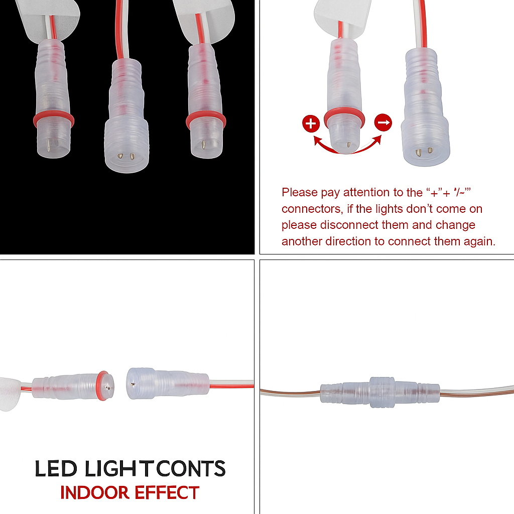 8 Warm Meteor Shower LED Lights