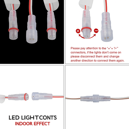 8 Warm Meteor Shower LED Lights