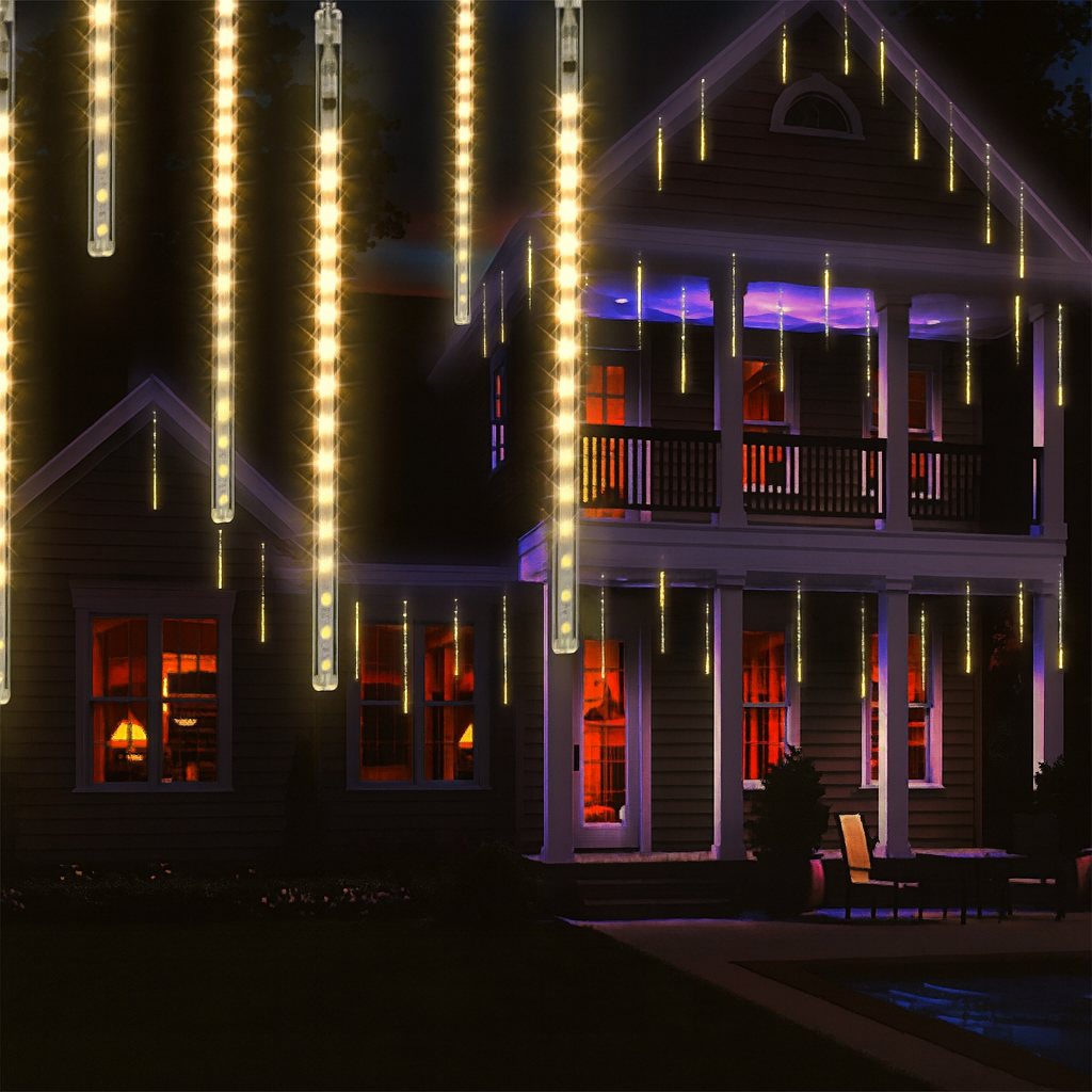 8 Warm Meteor Shower LED Lights