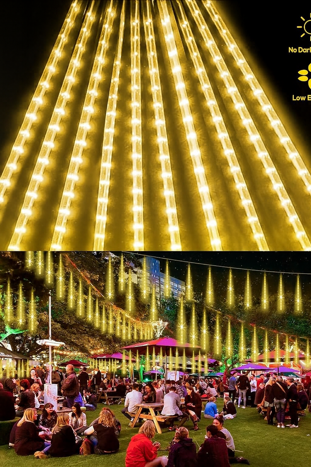 8 Warm Meteor Shower LED Lights