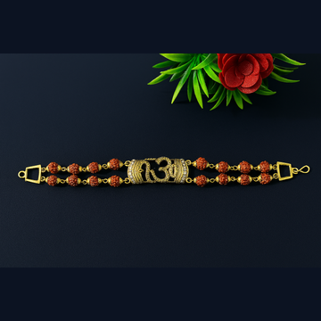 Golden Om Rakhi – Stylish Rudraksha Beaded Rakhi for Bhai