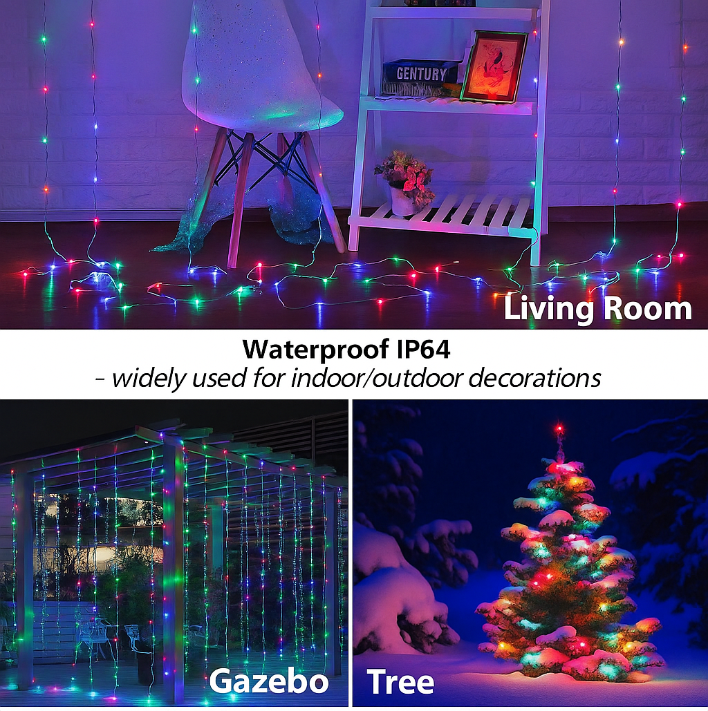 10x10 Multi String Lights Waterfall Effect
