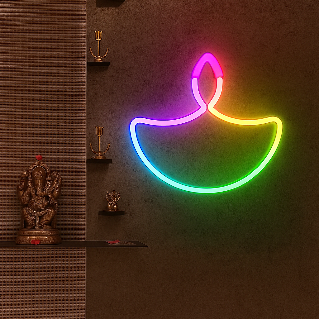 Celesté™ Multi-Color Radiant DIYA – Designer LED Neon Light for Home & Celebrations