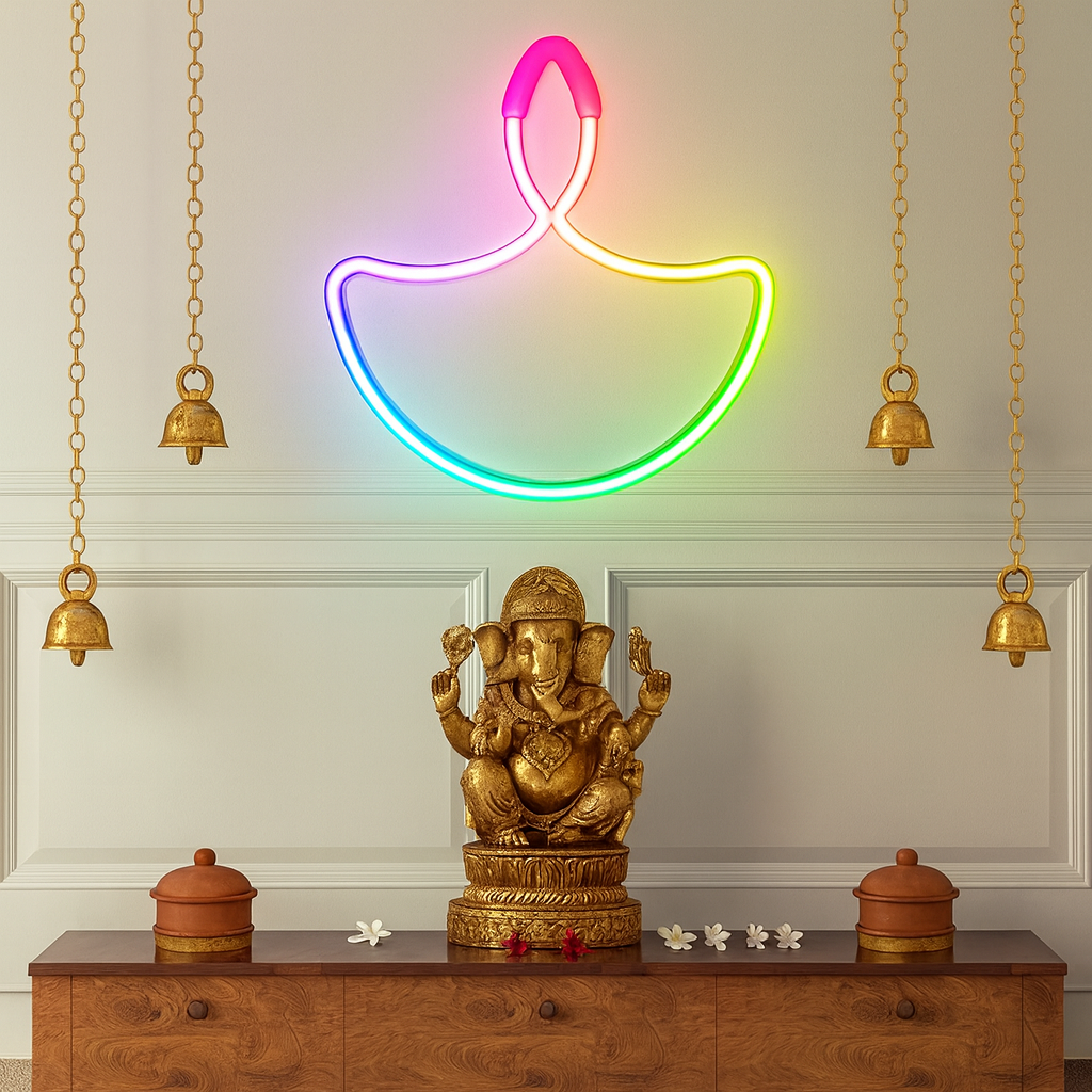 Celesté™ Multi-Color Radiant DIYA – Designer LED Neon Light for Home & Celebrations