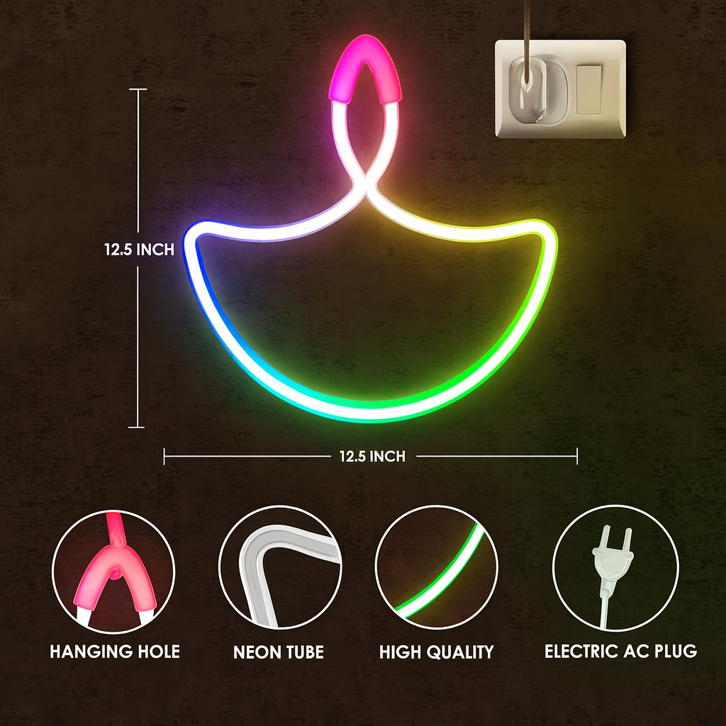 Multicolour Neon Diya LED Light