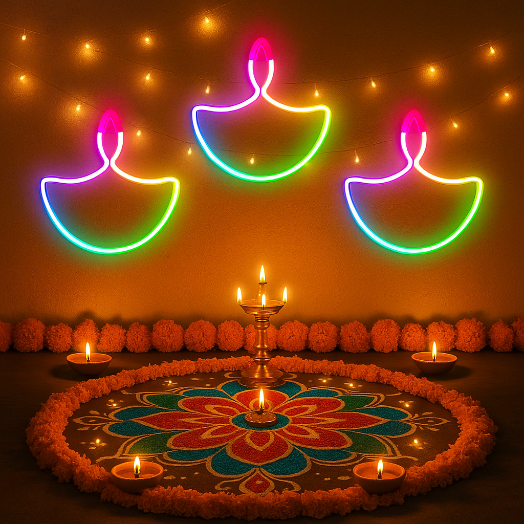 Multicolour Neon Diya LED Light