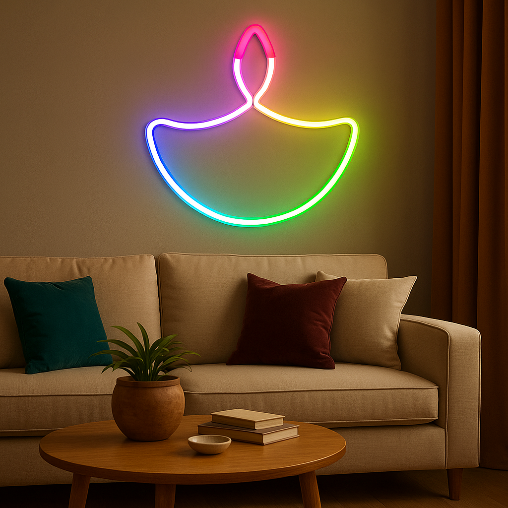 Multicolour Neon Diya LED Light