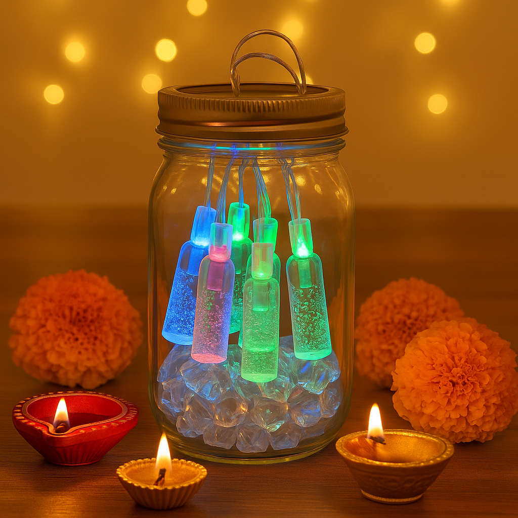 Dazzling Elegance - 4 Meter Mini Wish Fairy Lights featuring 30 Striking Bottle Lights - Perfect LED String Diwali Decorations For Home