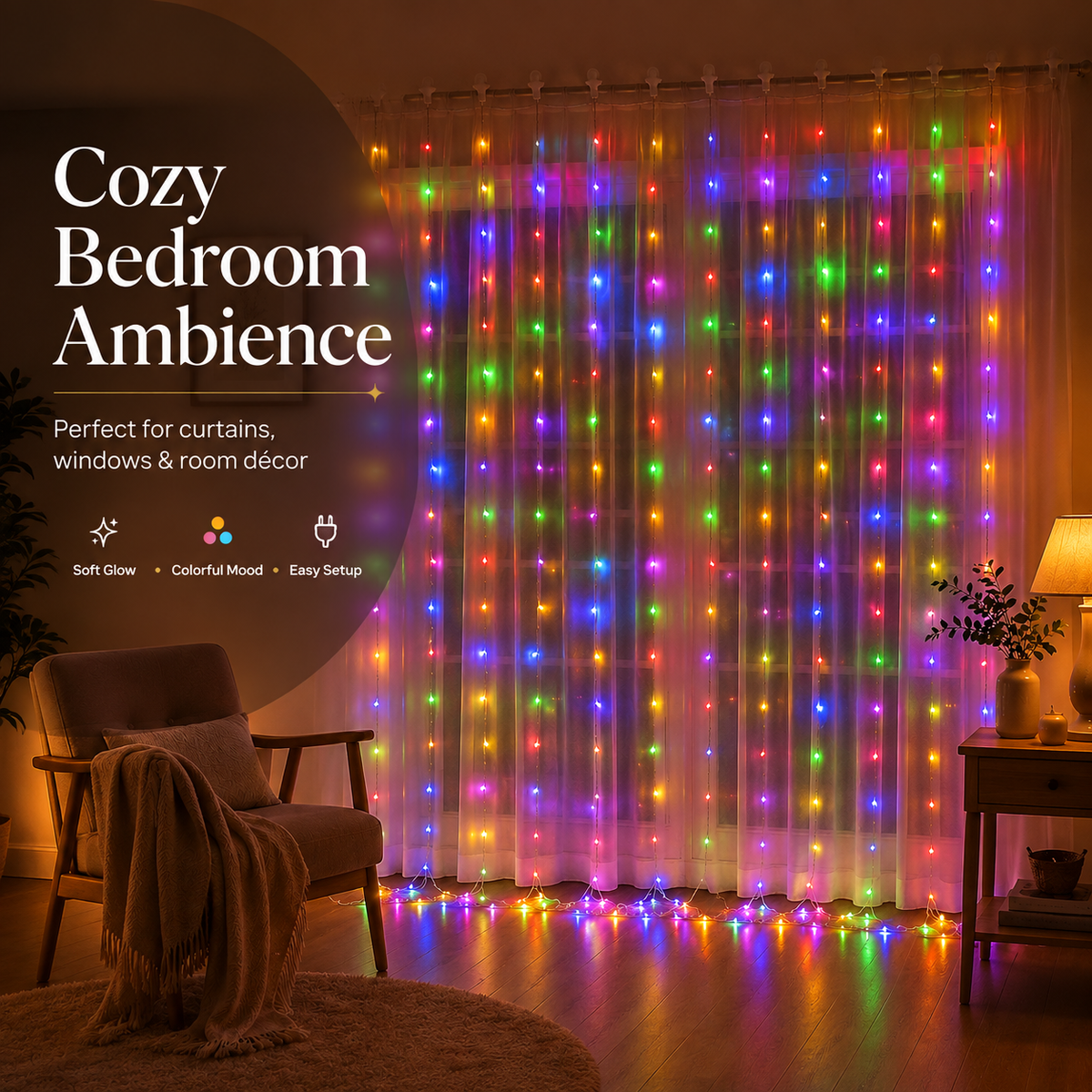 10x10 Multi String Lights Waterfall Effect