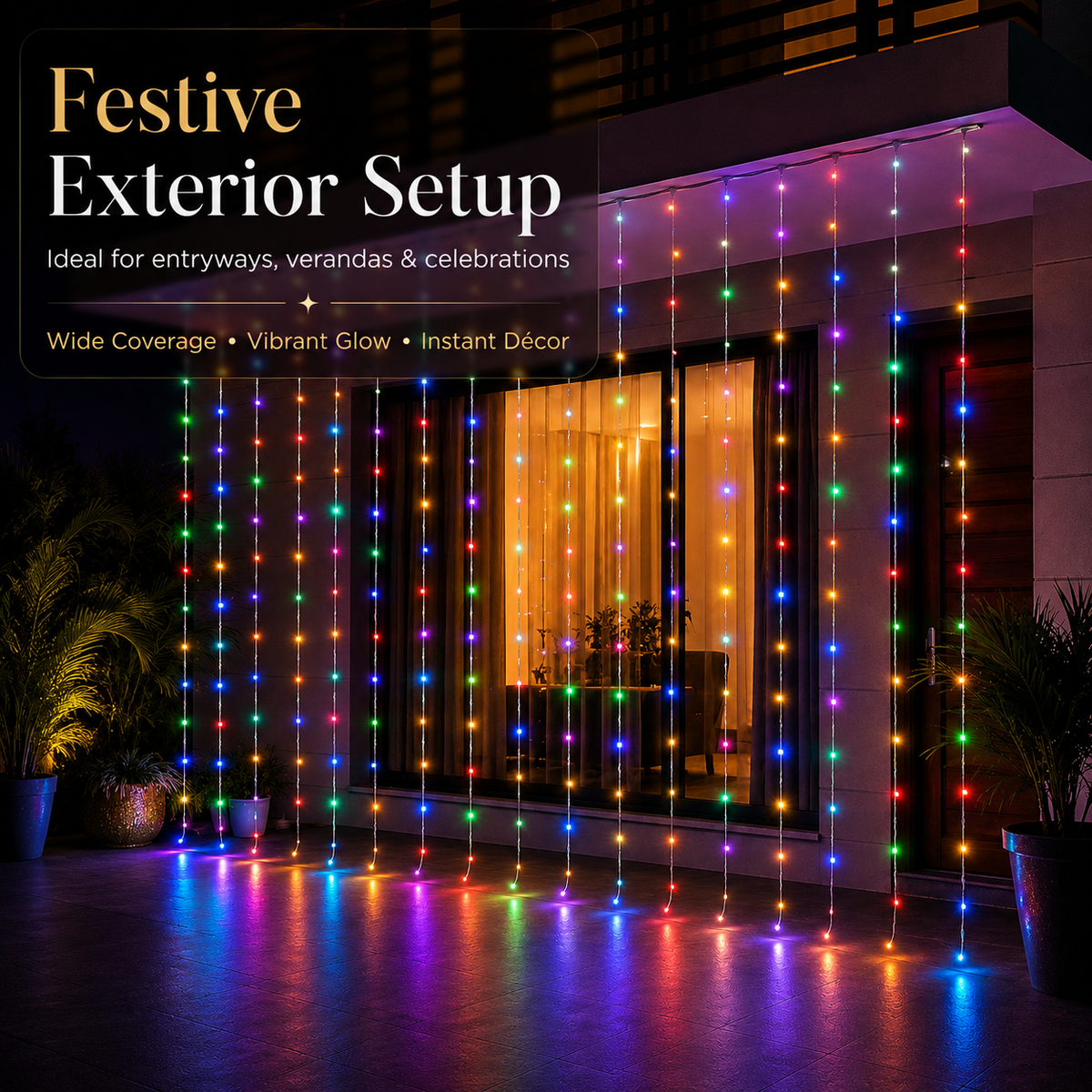 10x10 Multi String Lights Waterfall Effect