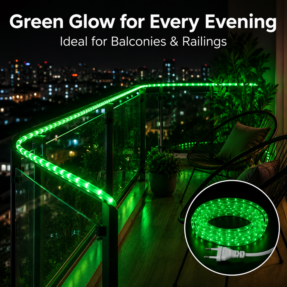 9M Green Ambient Rope Light