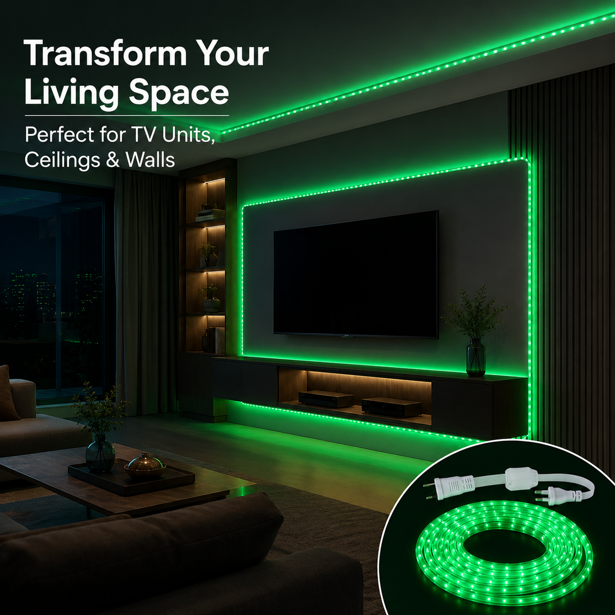 9M Green Ambient Rope Light