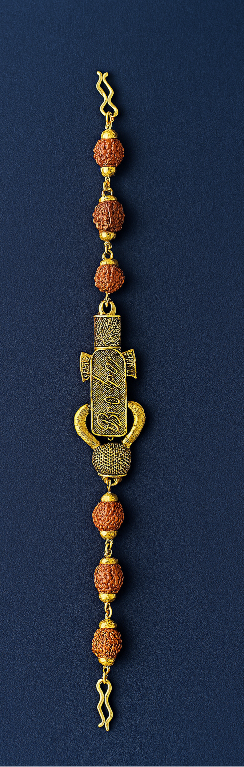 Divine Bond – Rudraksha Bracelet Rakhi for Brother