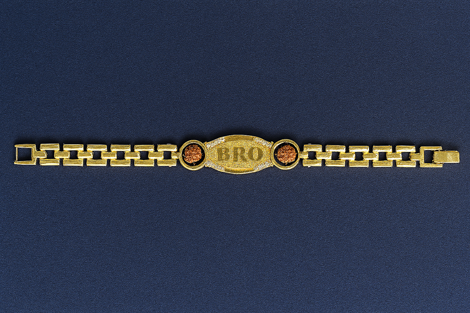 Blessed Bro – Rudraksha Rakhi Bracelet with Gold Finish