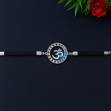 Thread of Faith – Minimal Om Rakhi in Stylish Black-Blue