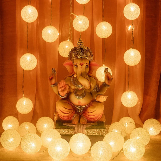 Glowing Elegance 3m Cotton Ball Lights 10 Warm White LEDs