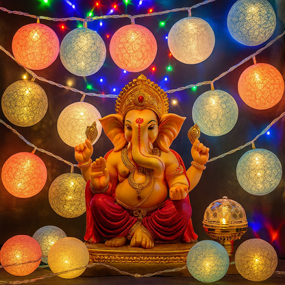 Fairy Cotton Ball Lights 10 LED Battery Powered String Light