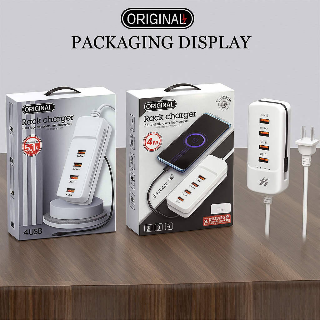 5.1A Rack Charger | 4 USB Ports + Type-C Output