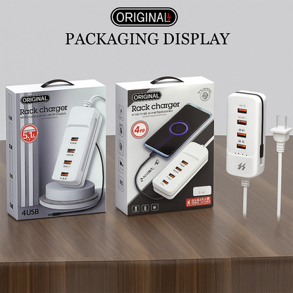 5.1A Rack Charger | 4 USB Ports + Type-C Outpu