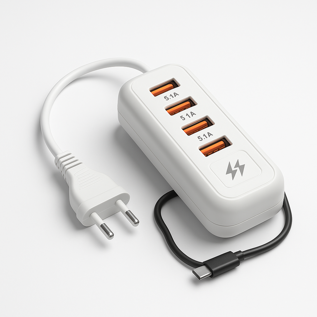 5.1A Rack Charger | 4 USB Ports + Type-C Output