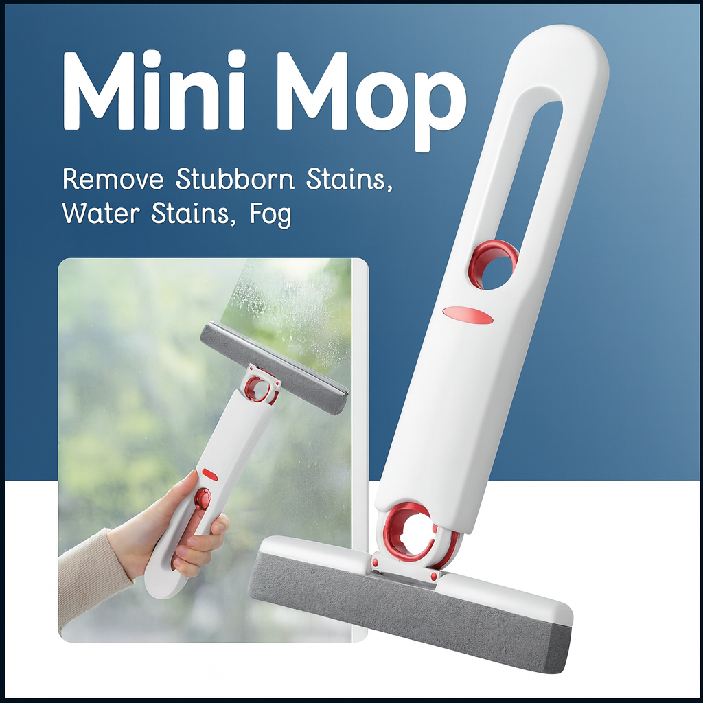 Portable Mini Mop with Sponge | Self-Squeeze | Wet & Dry Cleaning for Kitchen, Bathroom, Car & Glass (Pack of 1)