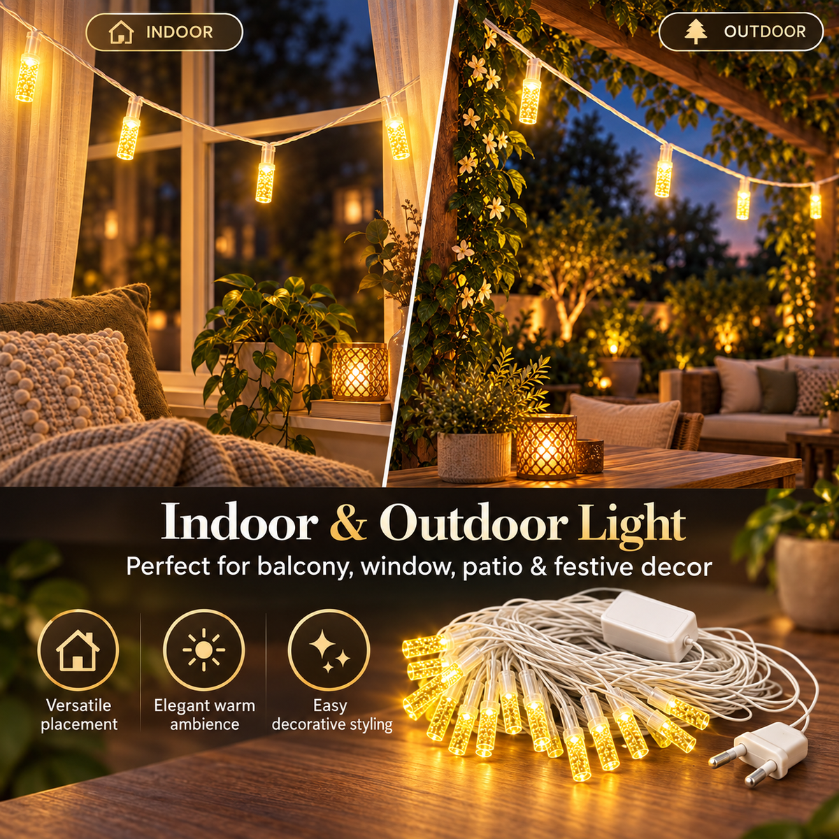 Warm Yellow Decorative Festival String Lights – 20M & 30M